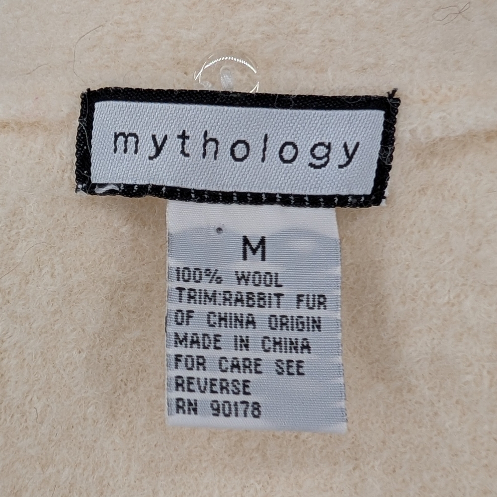 Mythology Vintage 100% Wool Cream Fit And Flare Princess Cardigan Coat Medium - Picture 5 of 6
